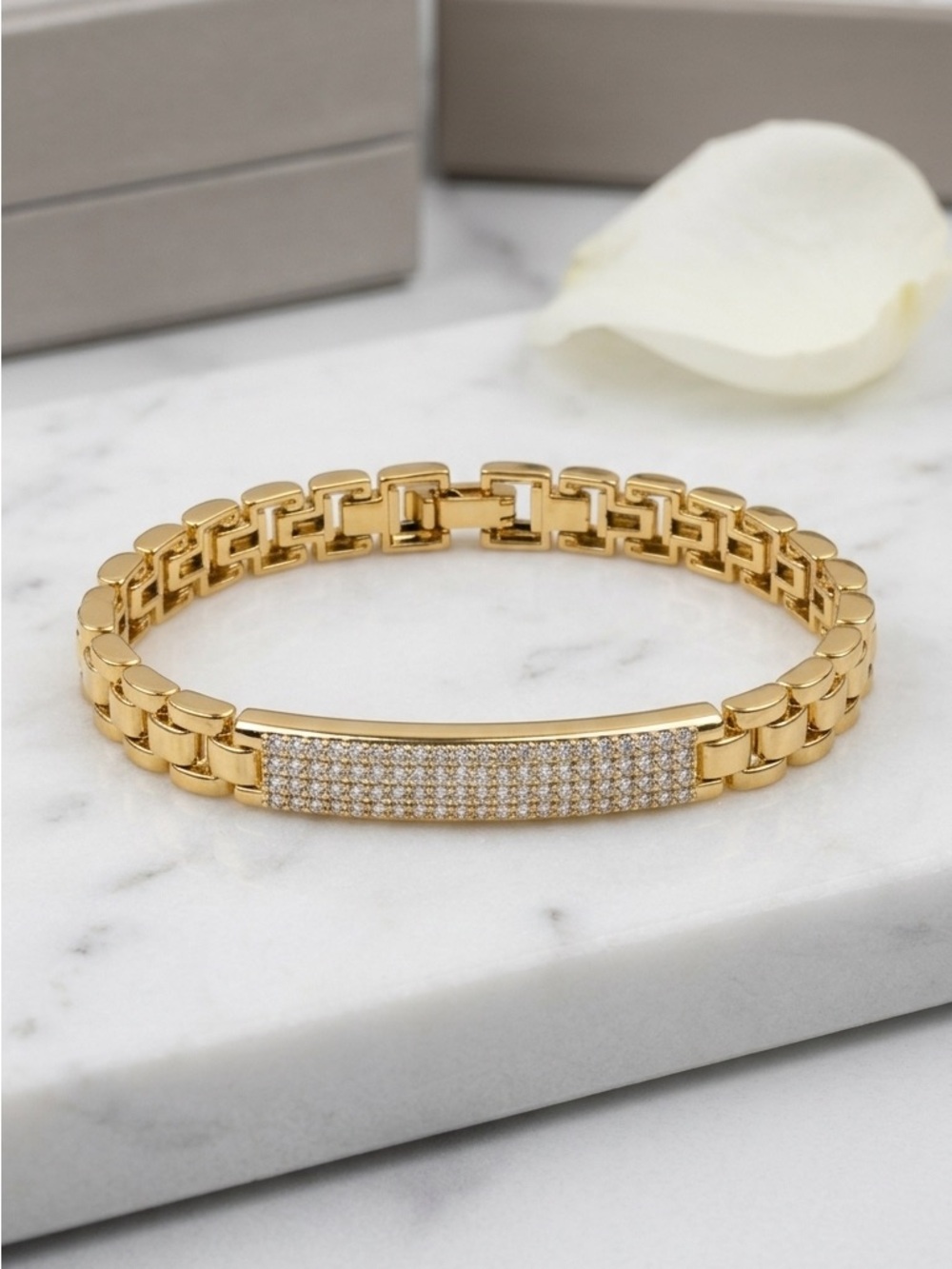 Women's Gold Crystal Pave Link Bracelet by